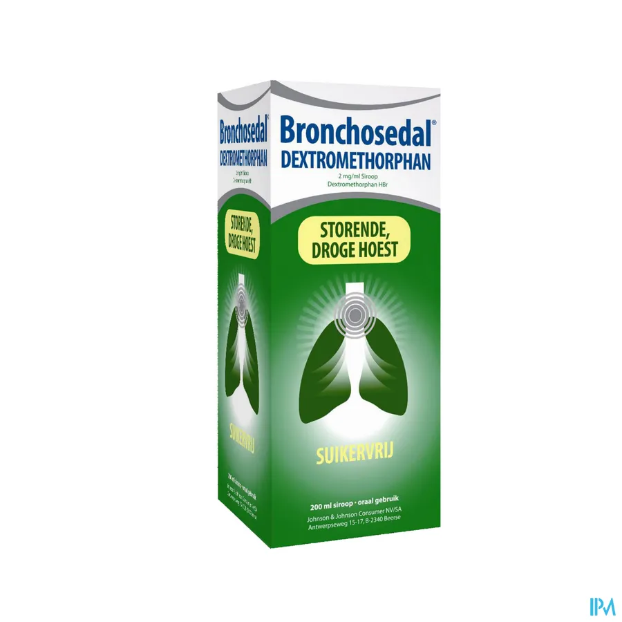 packshot van Bronchosedal Dextromethorphan Zonder Suiker 200ml siroop