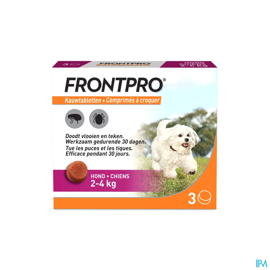 packshot van Frontpro Kauwtabletten 11 mg Hond 2-4 kg 3 kauwtabletten