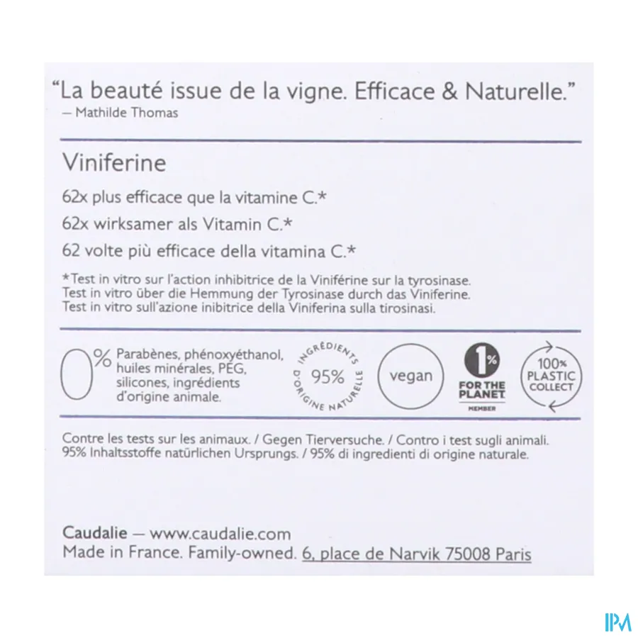 packshot van Caudalie Vinoperfect Glycol Nachtcrème tegen Vlekken 50 ml