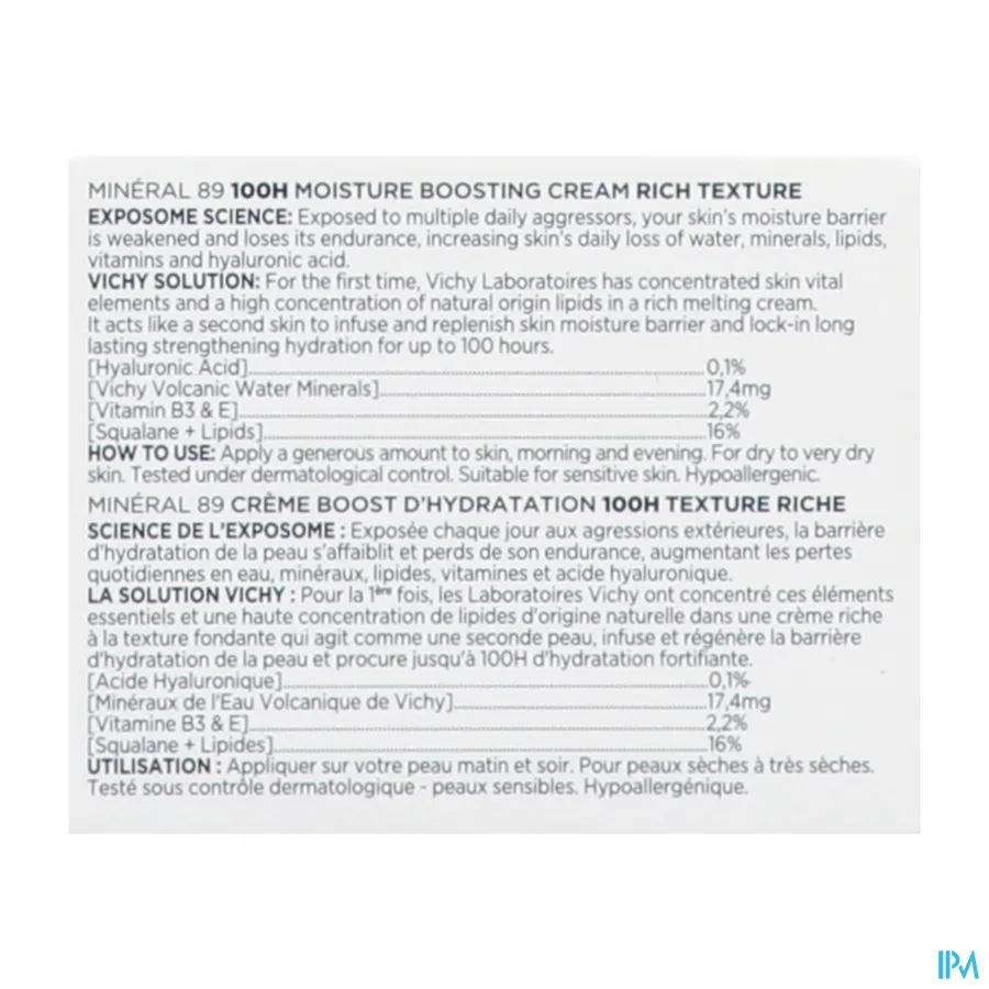 packshot van Vichy Minéral 89 Hydraterende Crème 100U 50 ml
