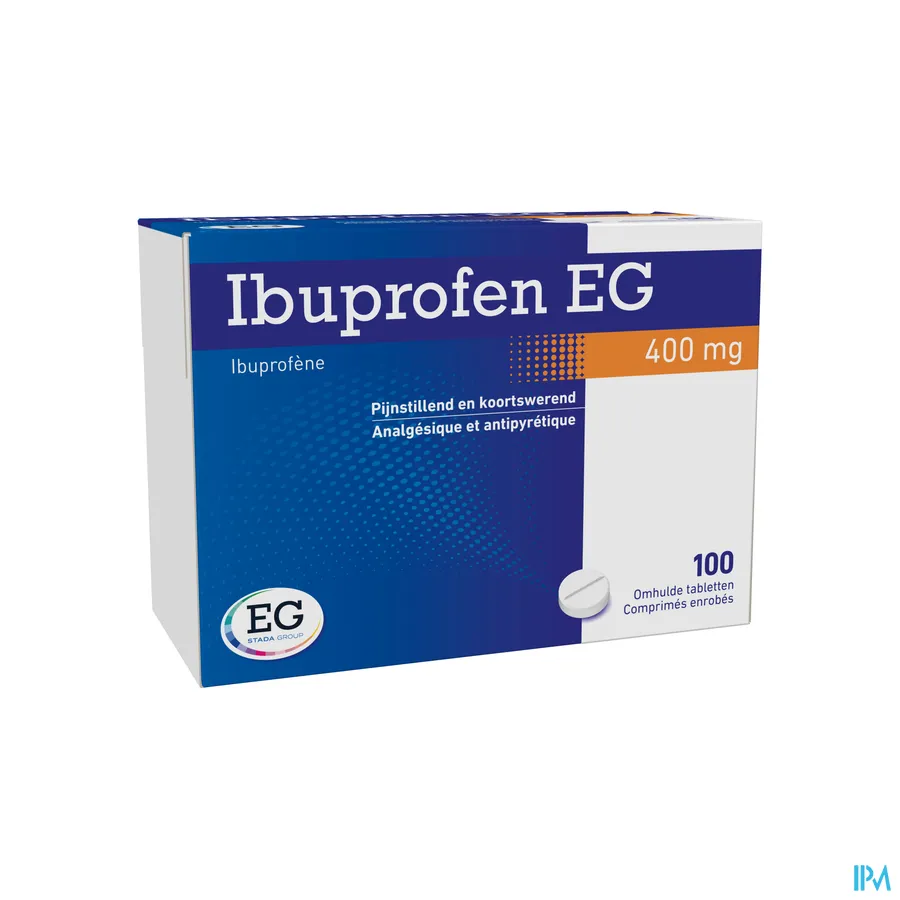 packshot van Ibuprofen EG 400 mg 100 tabletten