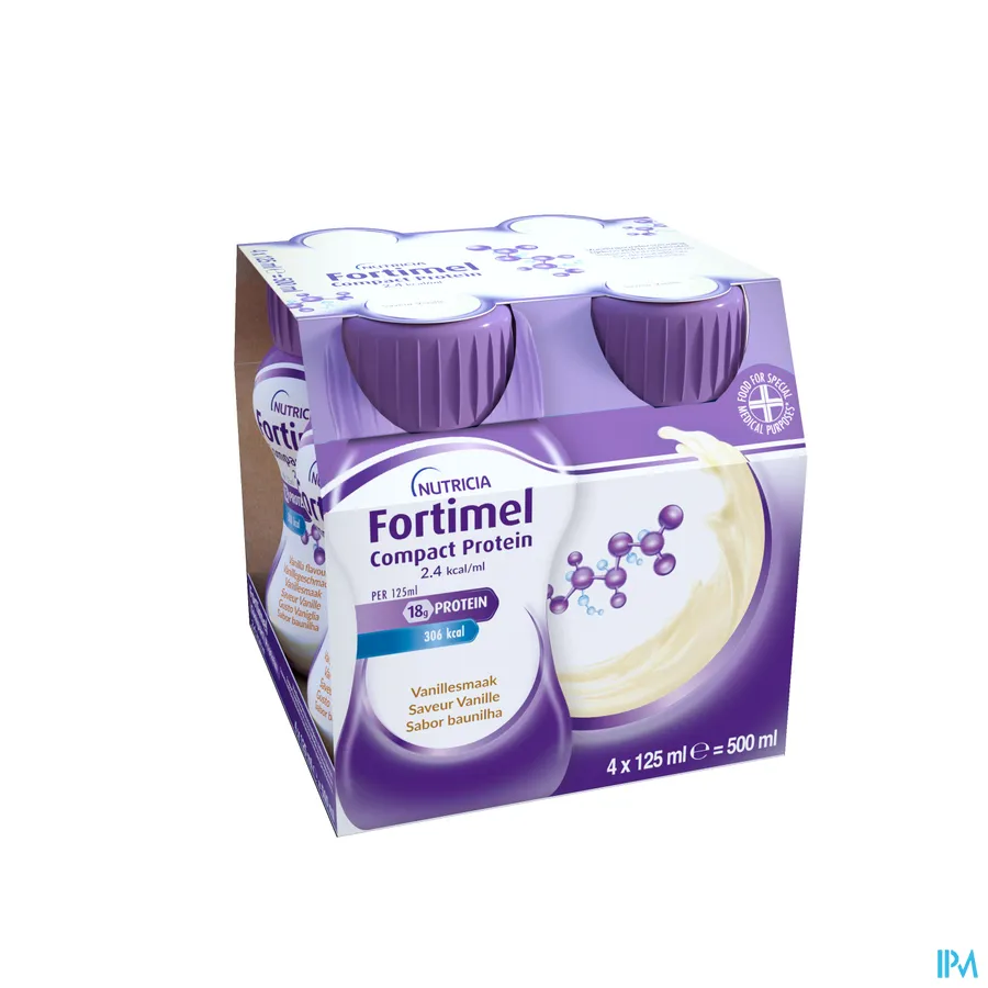 packshot van Fortimel Compact Protein 2.4kcal Vanilla 4x125ml