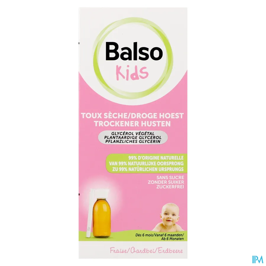 packshot van Balso Kids Hoestsiroop Zonder Suiker 125ml + Pipet