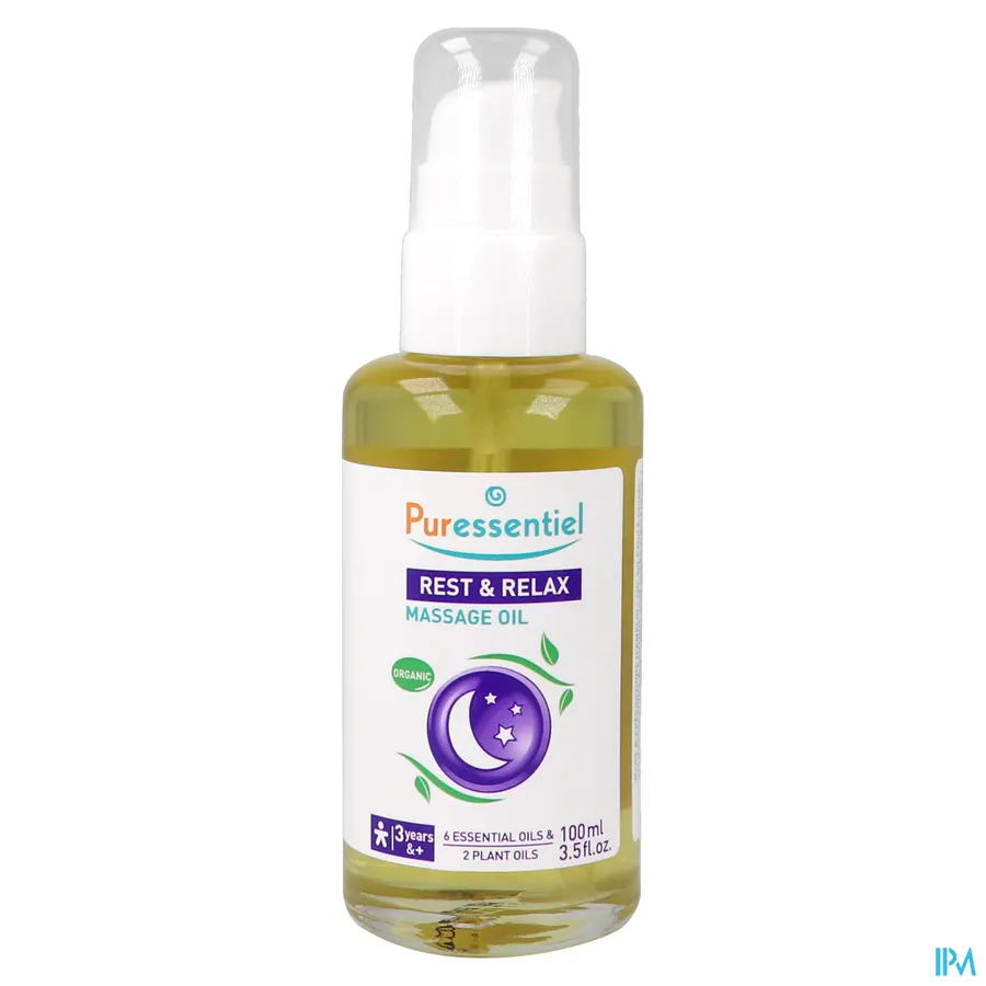 productshot van Puressentiel Bio-Massageolie Ontspanning  met Lavendel en Neroli 100 ml