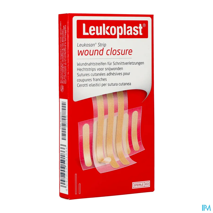 packshot van Leukosan Strip Natur. 6x6x38mm+3x6x75mm Leukoplast