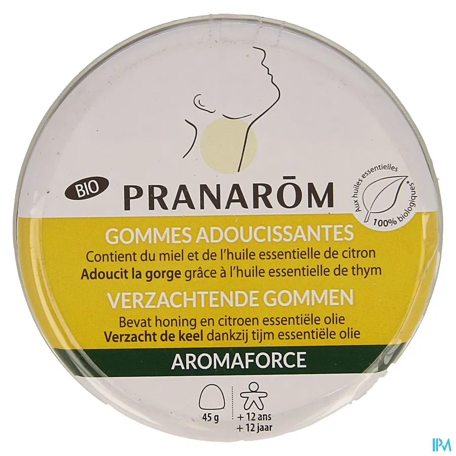 packshot van Pranarom Aromaforce Verzachtende Gommen Keel-Honing 45 g