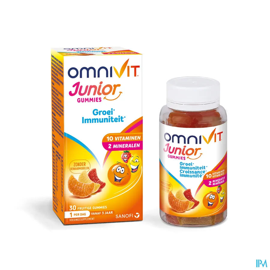 productshot van Omnivit Junior voor Groei en Immuniteit 30 Gummies met Lekkere Fruitsmaak