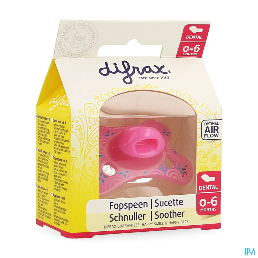 packshot van Difrax Fopspeen Sil Mini-Dental Girl 0-6m