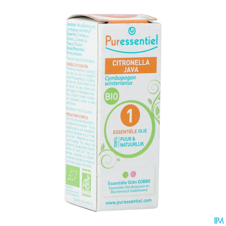 packshot van Puressentiel Essentiële Olie Citronella Java Bio 10 ml