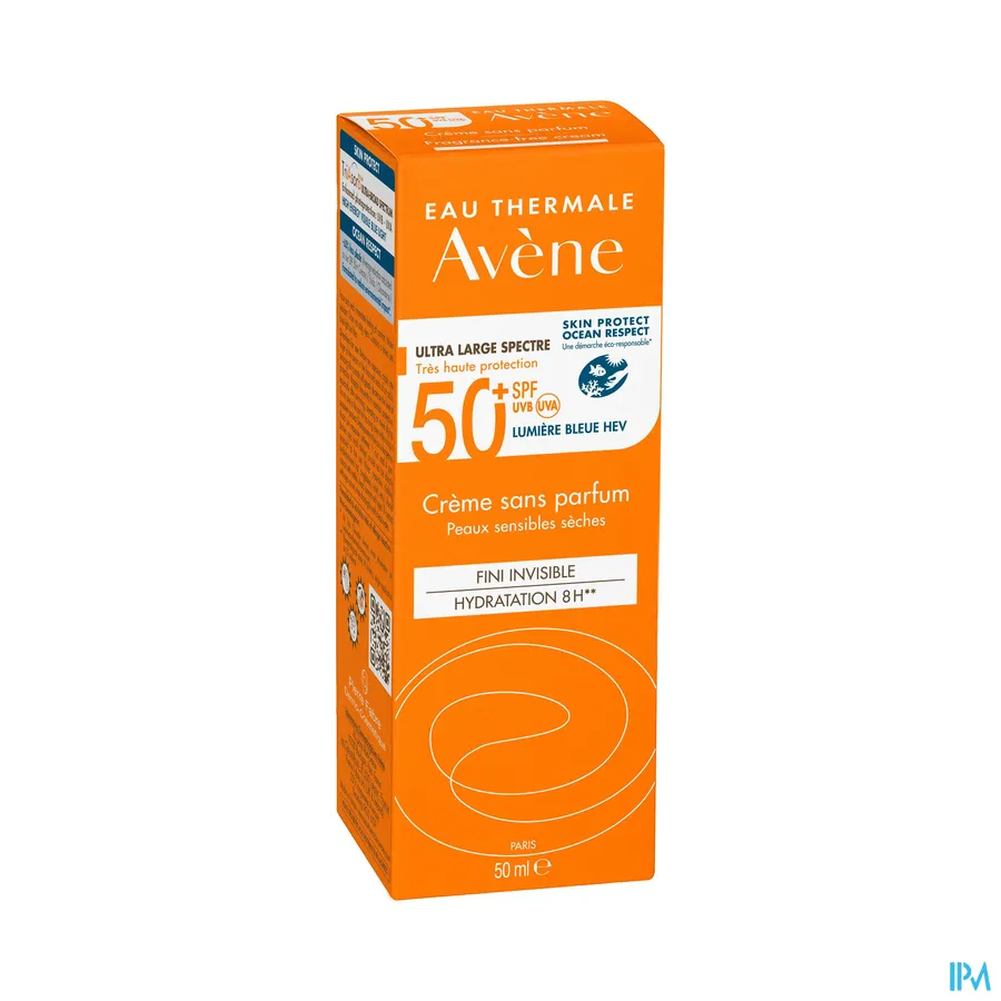 packshot van Avène Zonnecrème Onzichtbare Finish zonder Parfum SPF 50+ 50 ml