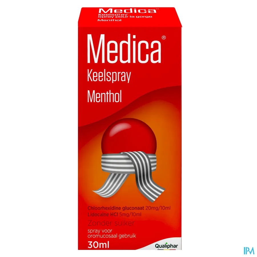 packshot van Medica Keelspray Menthol zonder Suiker 30 ml
