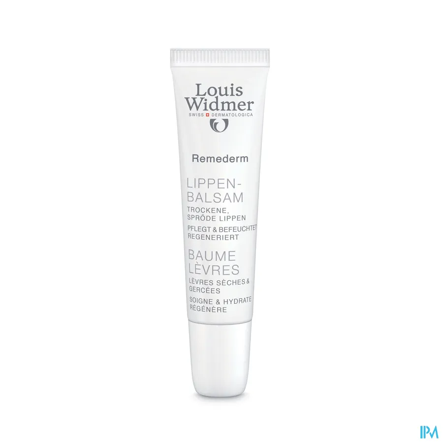 productshot van Louis Widmer Remederm Lippenbalsem zonder Parfum Tube 15 ml