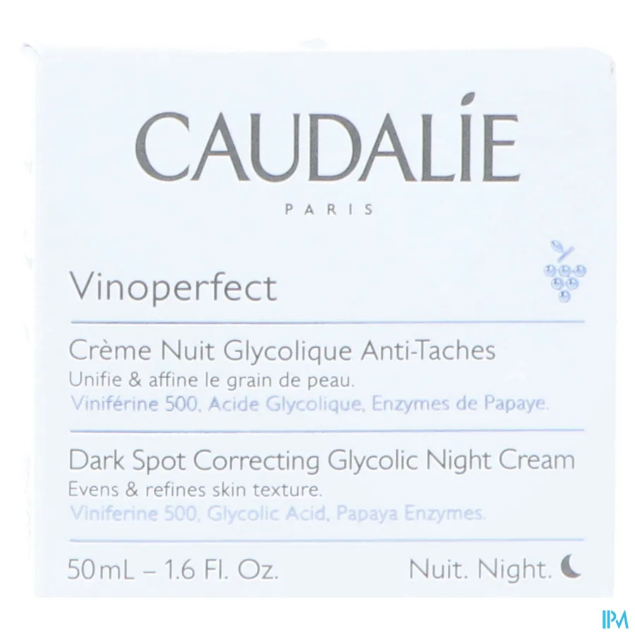 packshot van Caudalie Vinoperfect Glycol Nachtcrème tegen Vlekken 50 ml