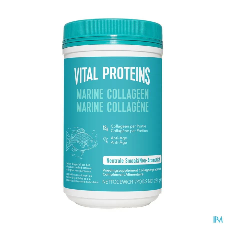 packshot van Vital Proteins 'Marine Collageen' met Neutrale Smaak Pot 221 g