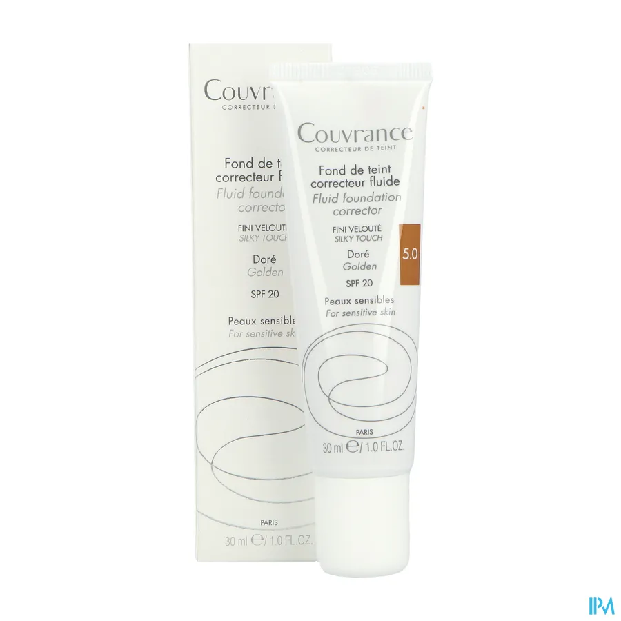 productshot van Avène Couvrance Corrigerende Vloeibare Foundation 5 Doré 30 ml