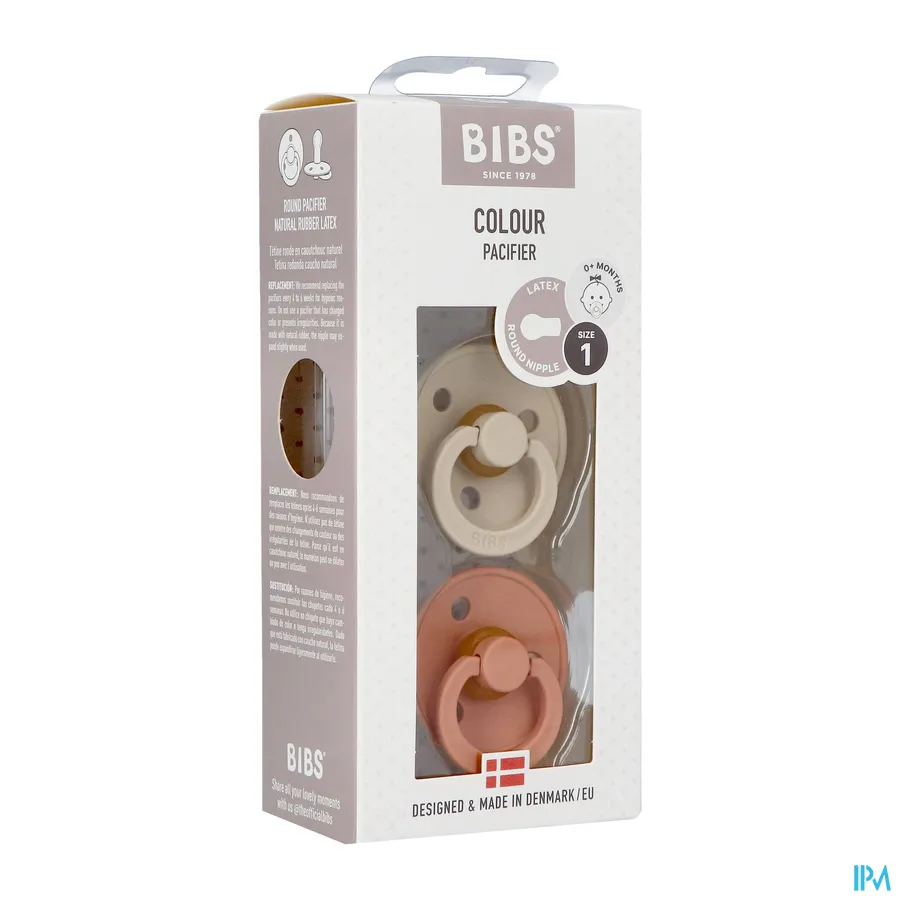 packshot van Bibs Fopspeen Duo Vanilla/Peach 0-6 2 stuks