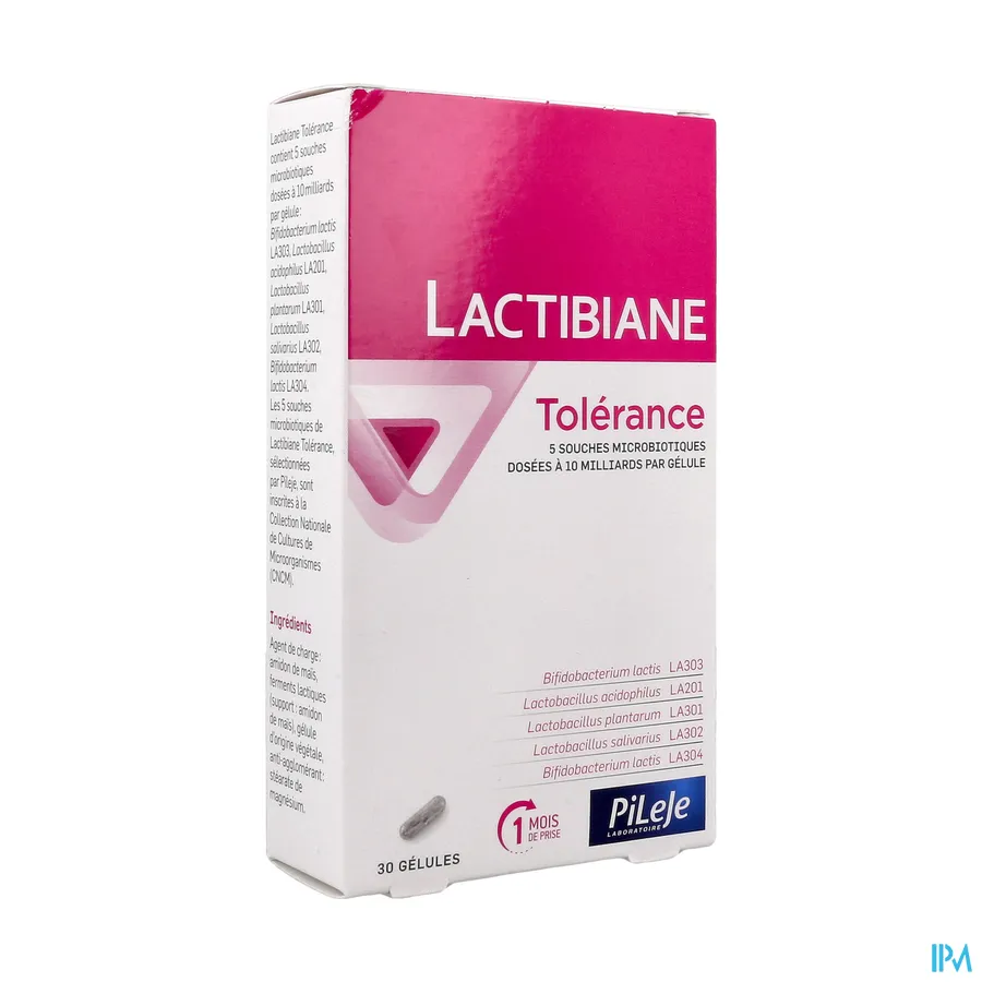 packshot van Pileje Lactibiane Tolerance 30 capsules