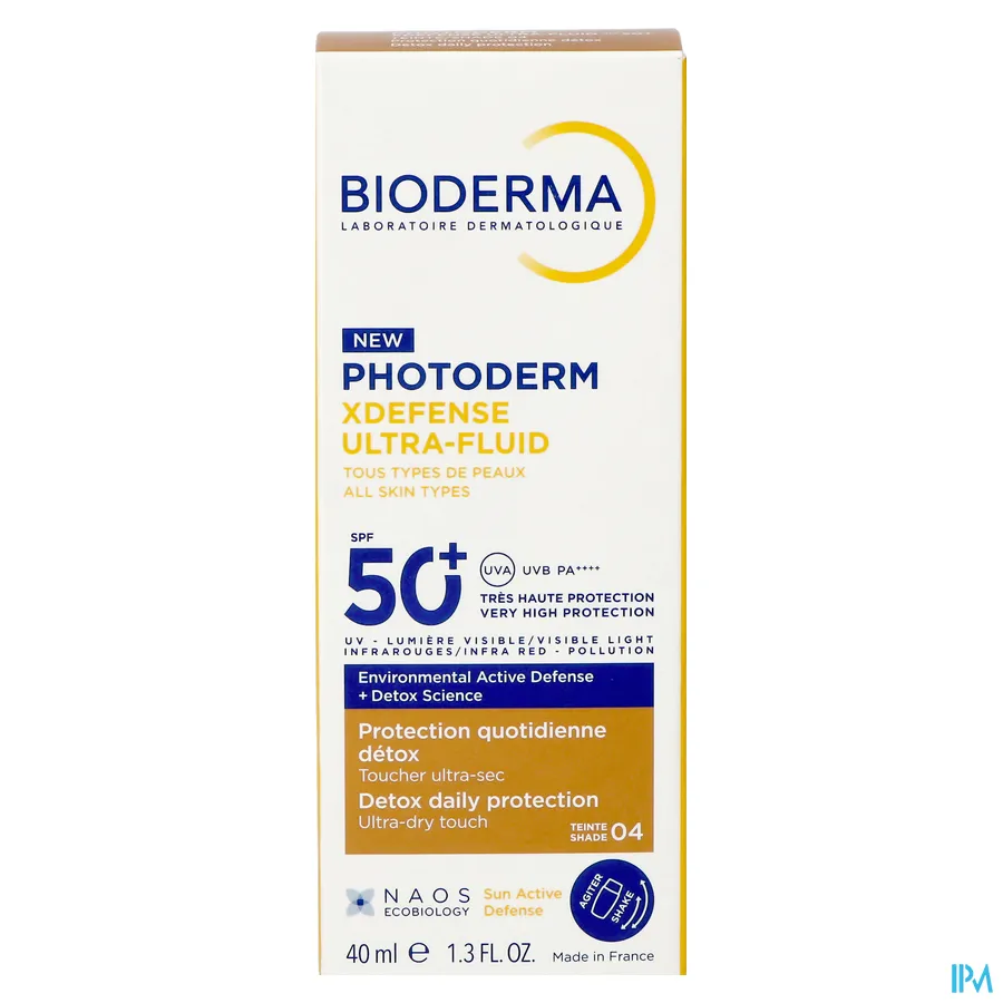packshot van Bioderma Photoderm XDefense Ultra-Fluid SPF 50+ 40 ml Shade 04