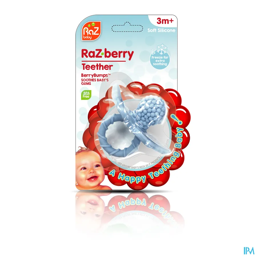 packshot van Raz Baby Bijtring Framboos Blauw 3+ 1 stuk