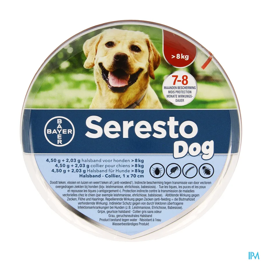 packshot van Seresto Halsband 4,5g + 2,03g Grote Hond > 8 kg 1 stuk