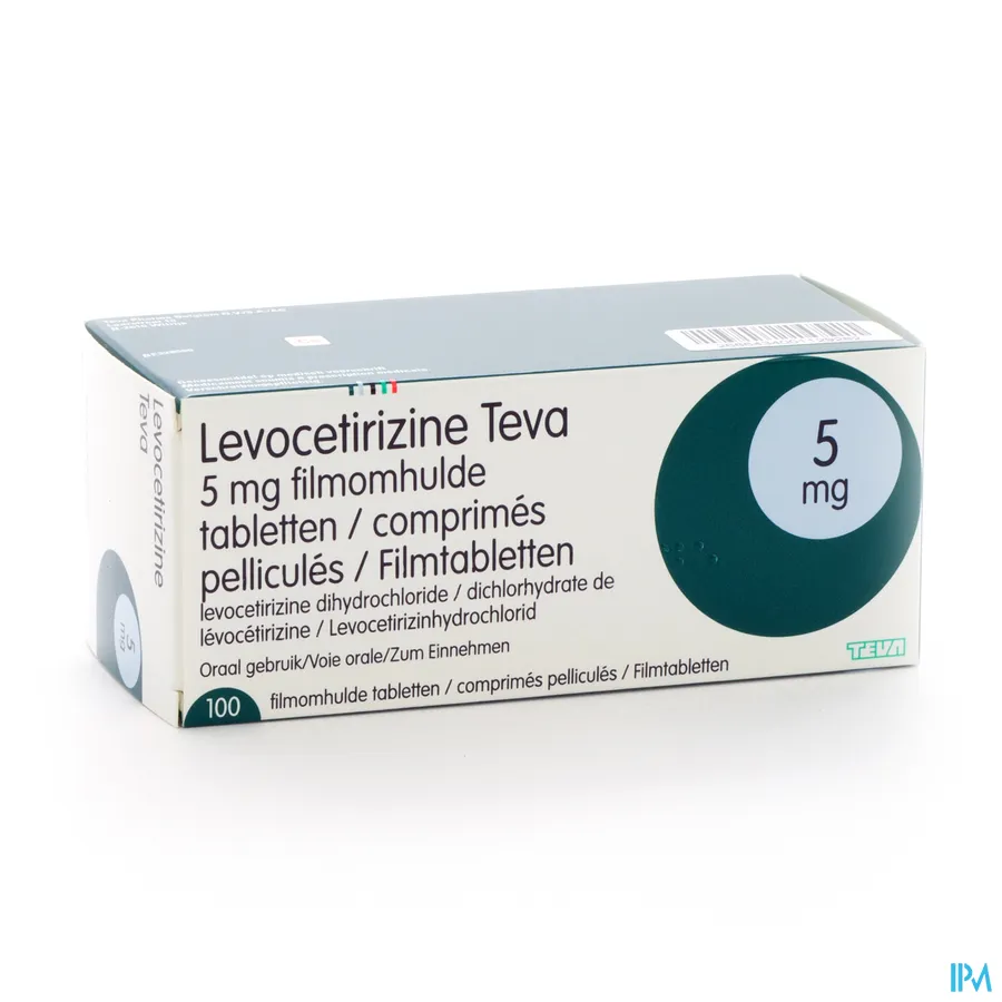 packshot van Levocetirizine Teva 5 mg 100 Tabletten