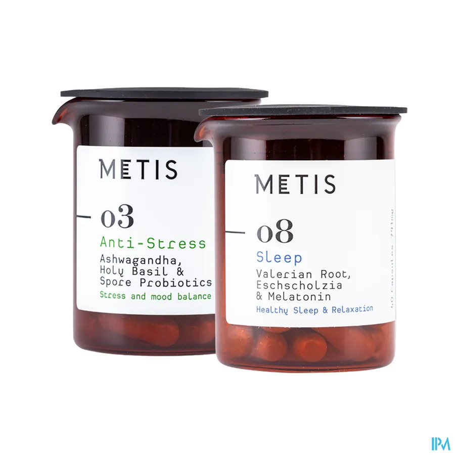 productshot van Metis Sleep 08 & A/stress 03 Duo V-caps 30x2