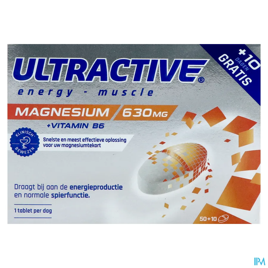 packshot van Ultractive Magnesium 60 tabletten
