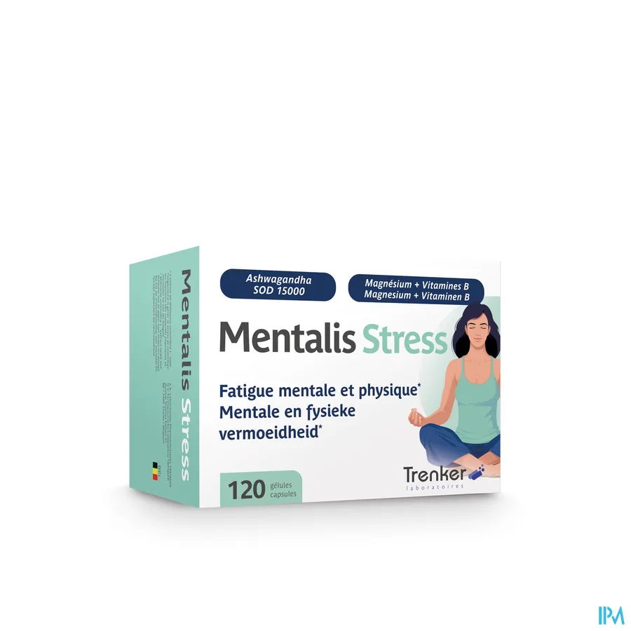 packshot van Mentalis Stress bij Mentale en Fysieke Vermoeidheid 120 Capsules