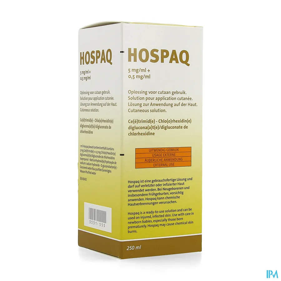 packshot van Hospaq Huidtoepassing Oplossing 250 ml