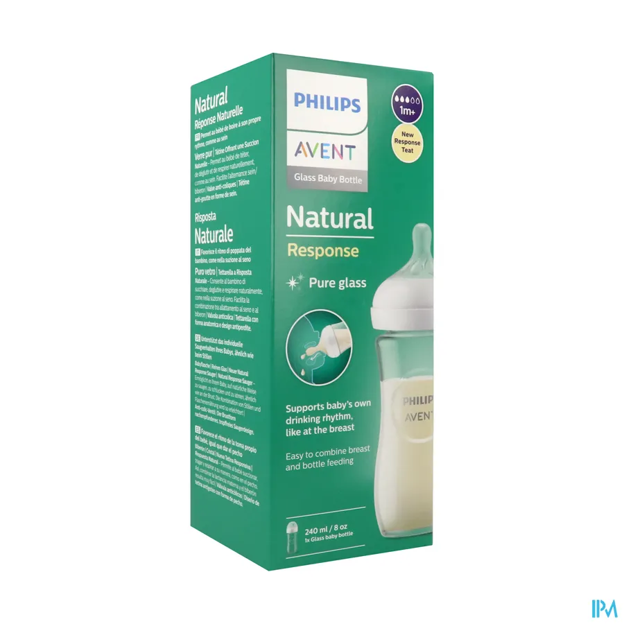 packshot van Philips Avent Natural 3.0 Zuigfles Glas 240 ml