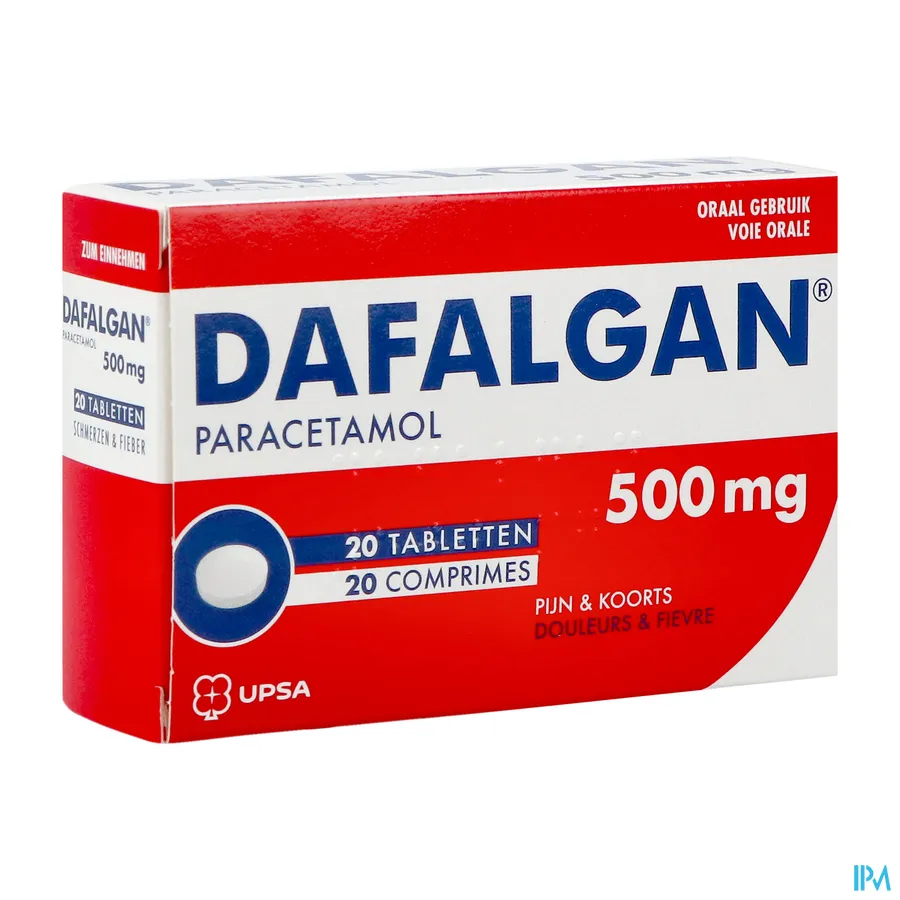 packshot van Dafalgan 500 mg 20 Tabletten