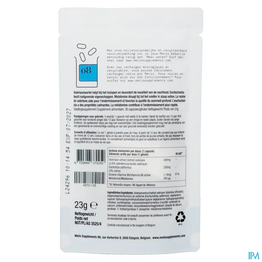 packshot van Metis Sleep 08 Eco Refill Caps 30