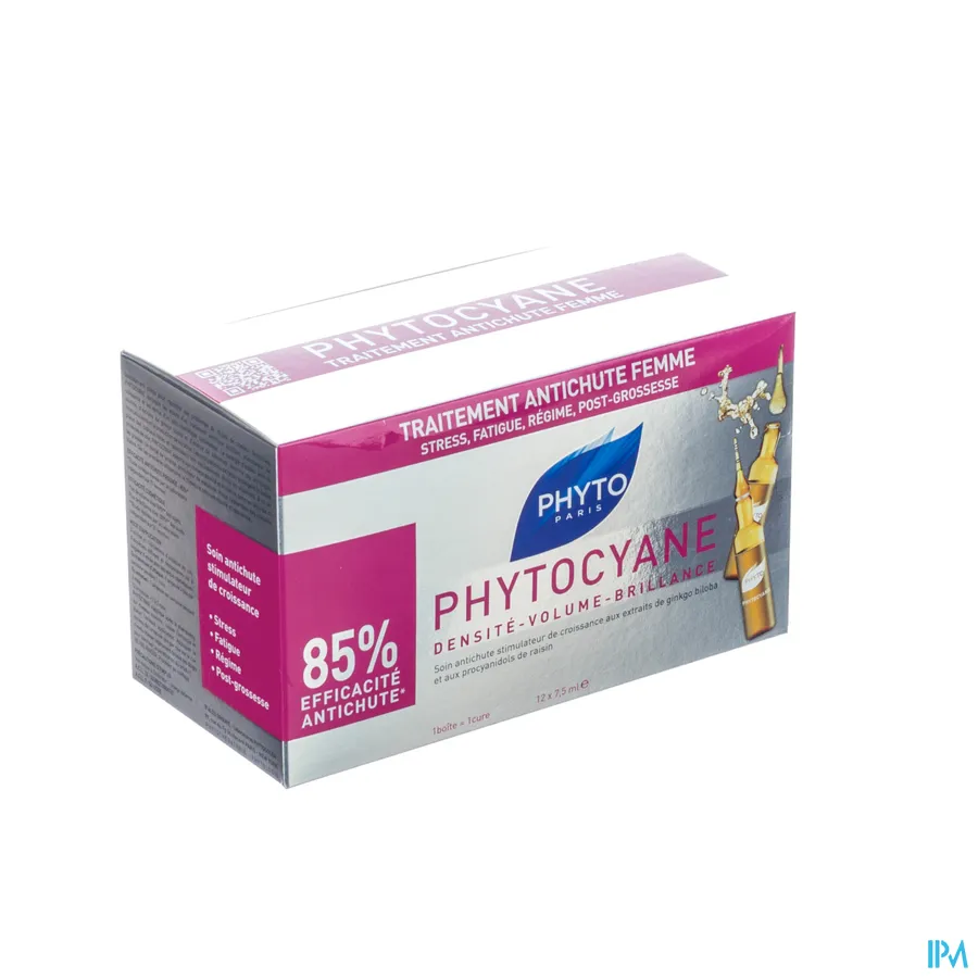 packshot van Phyto Phytocyane Groeistimulerende Verzorging tegen Haaruitval bij Vrouwen Ampullen 12 x 7,5 ml