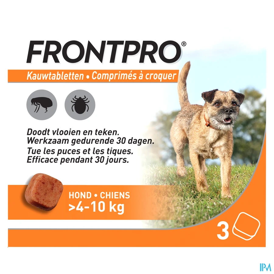 packshot van Frontpro Kauwtabletten 28 mg Hond >4-10 kg 3 kauwtabletten