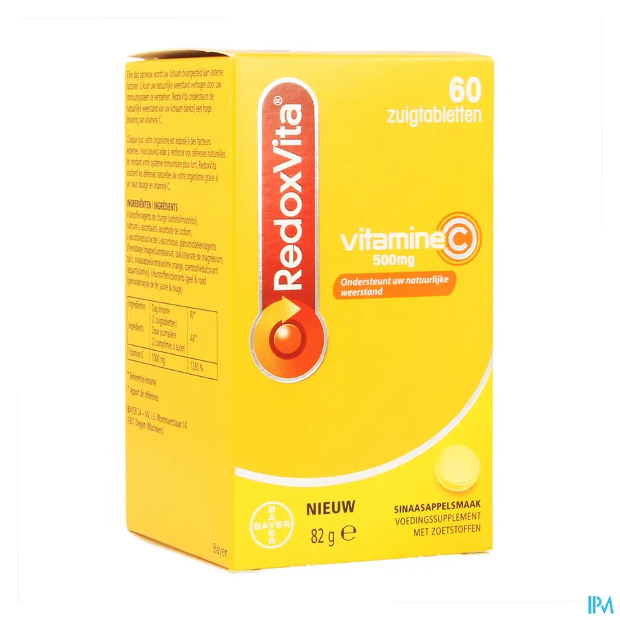 packshot van RedoxVita met 500 mg Vitamine C voor Ondersteuning van Uw Natuurlijke Weerstand 60 Zuigtabletten