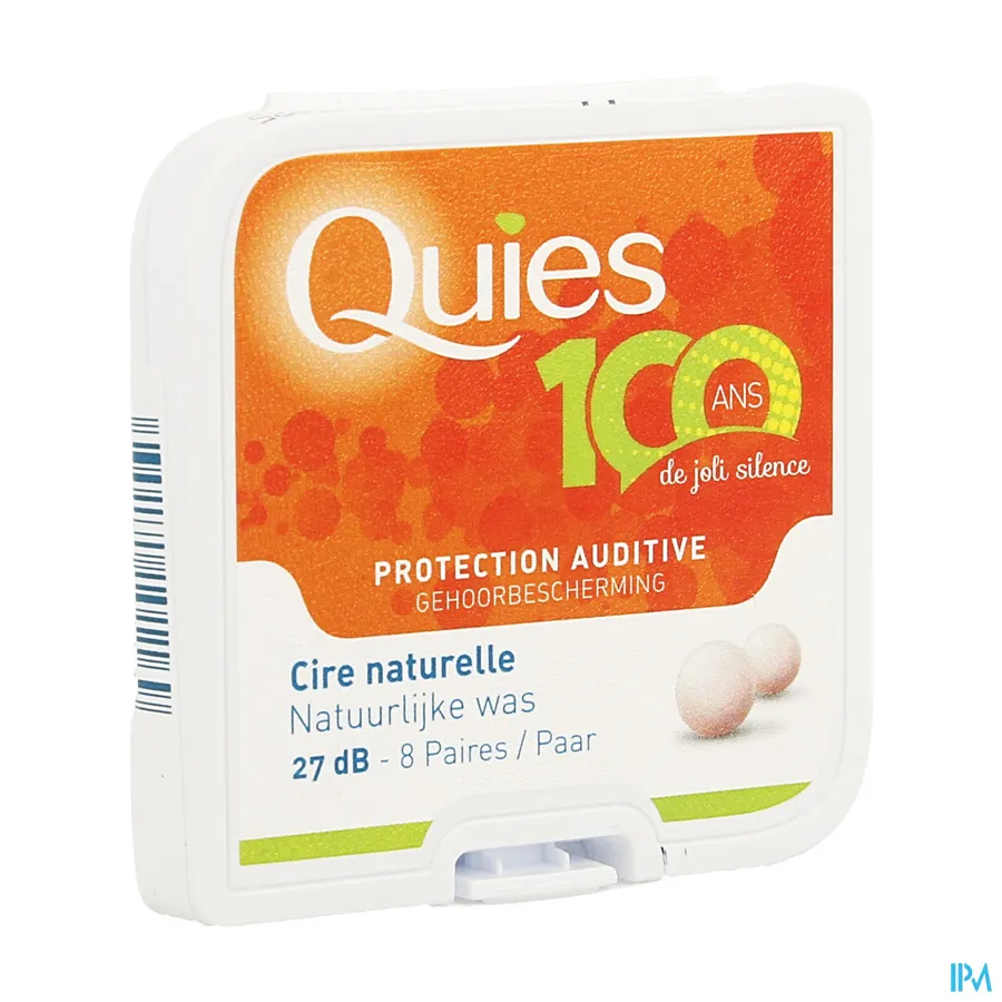 packshot van Quies Gehoorbescherming uit Natuurlijke Was 27 dB 8 Paar