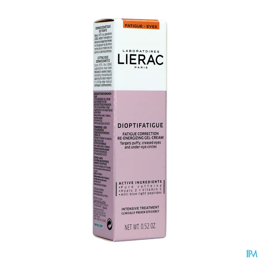 packshot van Lierac Dioptifatigue Dynamiserende Vermoeidheidswerende Gel-Crème voor Ogen Tube 15 ml