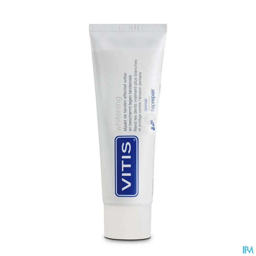 packshot van Vitis Whitening Tandpasta voor Effectief Wittere Tanden en ter Preventie van Tandgevoeligheid 75 ml