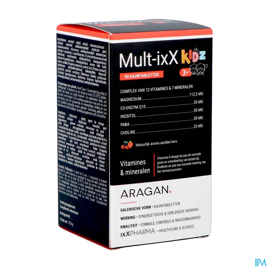 packshot van Mult-ixX Kidz met 12 Vitamines en 6 Mineralen 90 Kauwtabletten