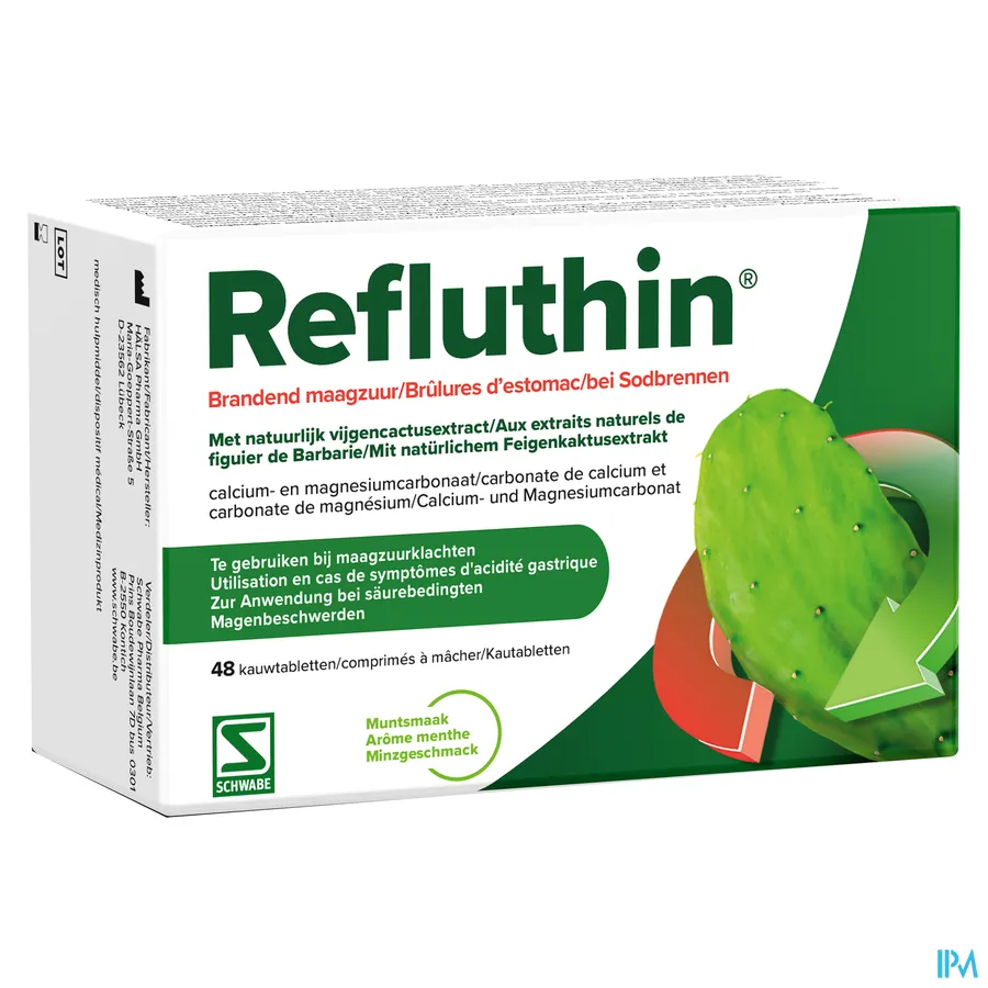 packshot van Refluthin Munt 48 kauwtabletten