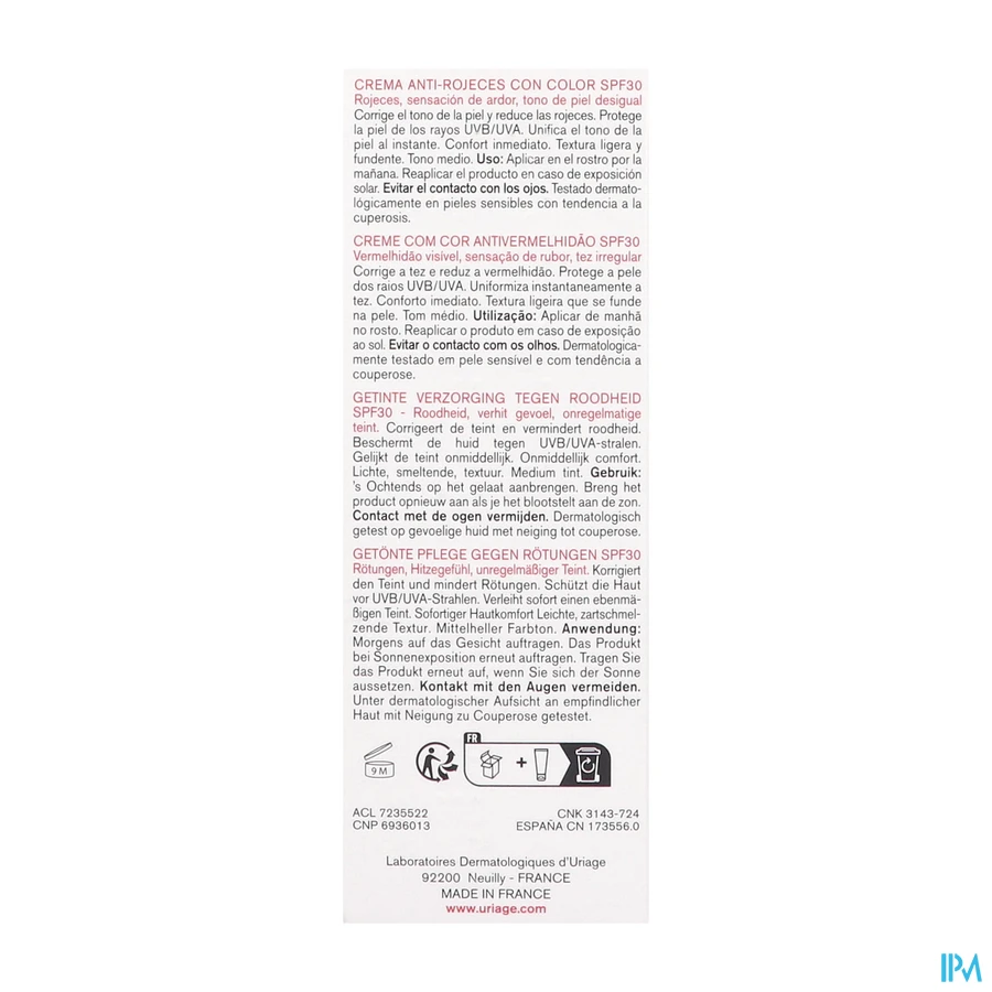 packshot van Uriage Roseliane CC Crème SPF30 - medium tint 40 ml