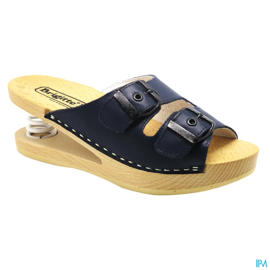 productshot van Brigitte Ravel Spring Muiltje Hout Snake Blue | Maat 40