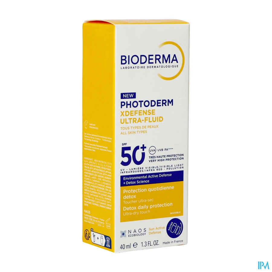packshot van Bioderma Photoderm XDefense Ultra-Fluid SPF 50+ Invisible 40 ml
