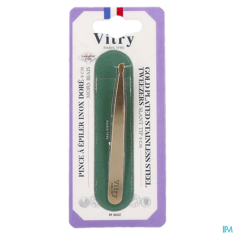 packshot van Vitry Epileerpincet met Schuine Top in Inox Verguld