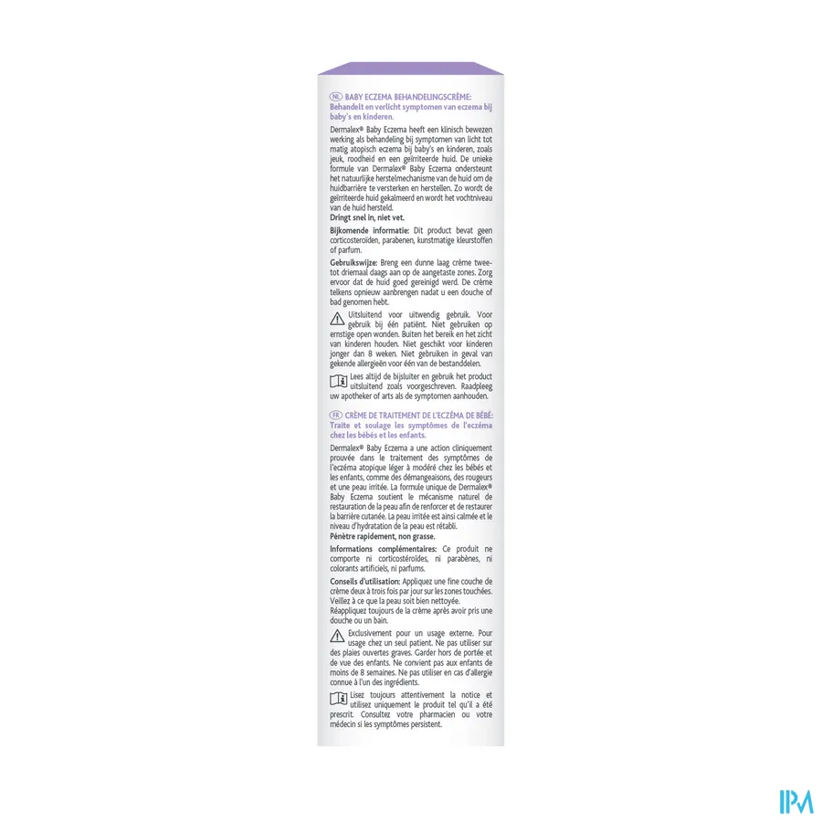 packshot van Dermalex Atopisch Eczema Crème Baby 100 g