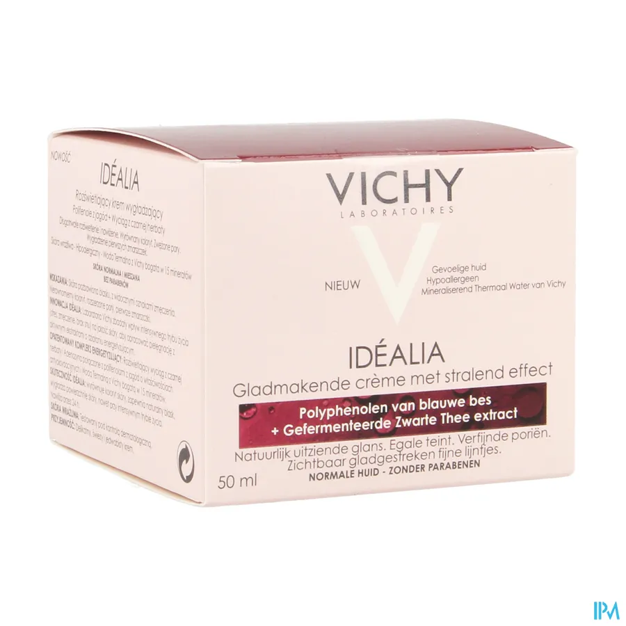 packshot van Vichy Idéalia Gladmakende Crème met Stralend Effect voor Normale Huid 50 ml