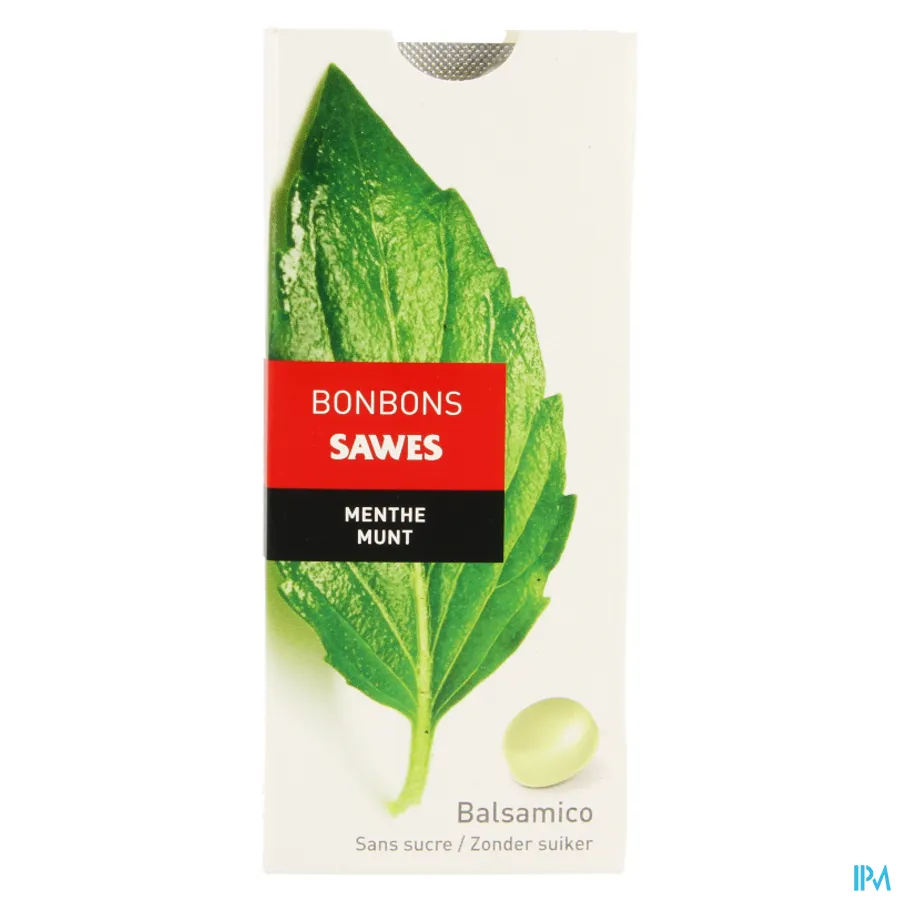 packshot van Sawes Munt Bonbons Balsamico zonder Suiker 10 Stuks