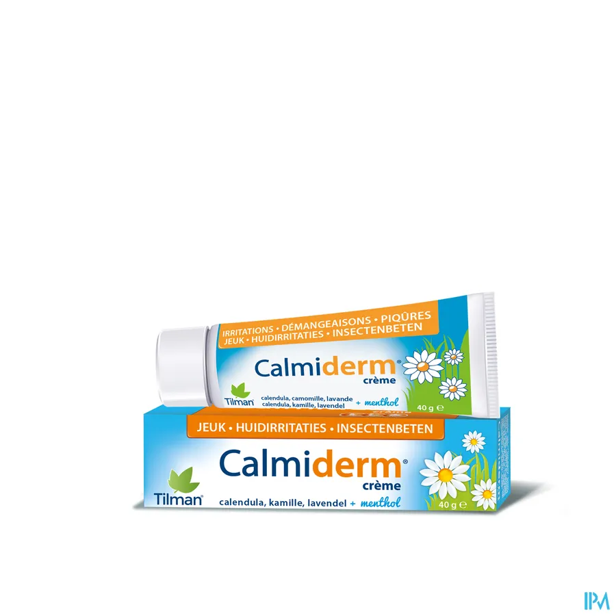 productshot van Calmiderm Crème tegen Jeuk, Huidirritaties en Insectenbeten met Calendula, Kamille en Lavendel Tube 40 g