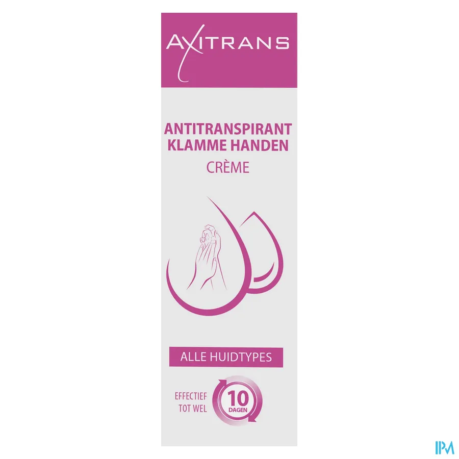 packshot van Axitrans Klamme Handen Creme Tube 50 ml