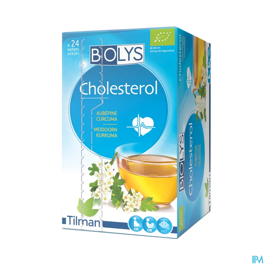 packshot van Tilman Biolys Cholesterol Meidoorn-Kurkuma 24 zakjes